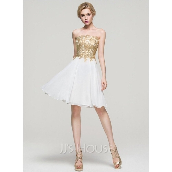 JJ"s House A-Line Strapless Knee-Length Chiffon Homecoming Dress Size US 8/EU 38 - Picture 6 of 12